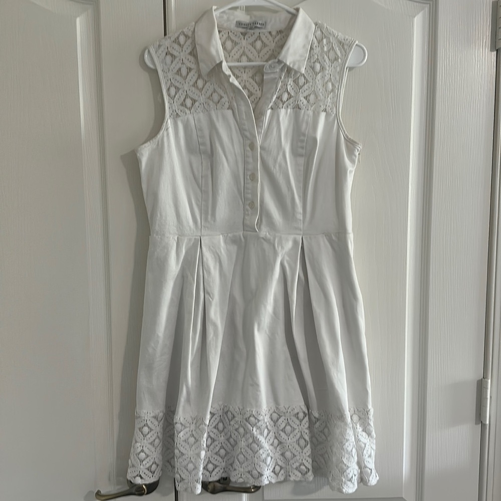 Button front white day dress